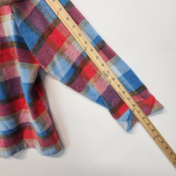 Allison Daley Plaid Shacket Size 20W Red Blue Button Up Western Vintage 90s - Picture 9 of 11